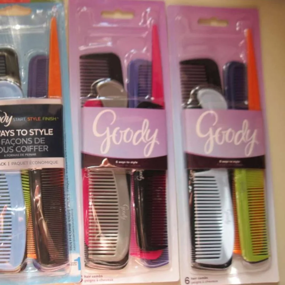 Goody Value 6 Pack Plastic Multi Hair Super Comb Set All Purpose Style Detangle